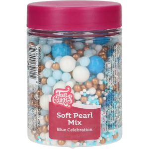 Funcakes pehmeät sokerihelmet, Blue Celebration Mix 80g Funcakes pehmeät sokerihelmet, Blue Celebration Mix 80g