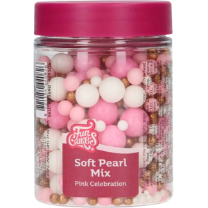Funcakes pehmeät sokerihelmet, Pink Celebration Mix 80 g Funcakes pehmeät sokerihelmet, Pink Celebration Mix 80 g
