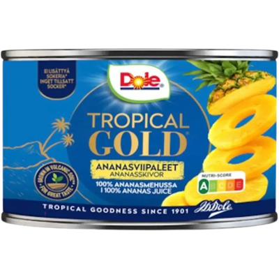 Dole 227/139g Tropical Gold Ananasviipaleita mehussa Dole 227/139g Tropical Gold Ananasviipaleita mehussa