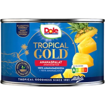 Dole 227/139g Tropical Gold Ananaspaloja mehussa Dole 227/139g Tropical Gold Ananaspaloja mehussa