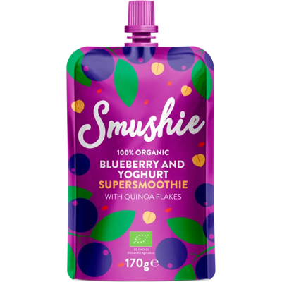 Smushie luomu mustikka jogurtti kvinoa smoothie 170g Smushie luomu mustikka jogurtti kvinoa smoothie 170g