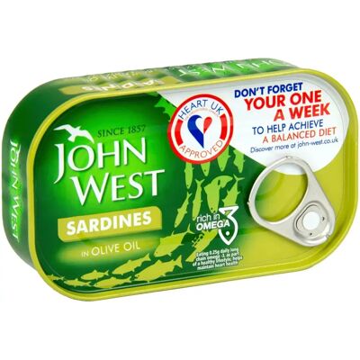 John West Sardiinit oliiviöljyssä 120/90g John West Sardiinit oliiviöljyssä 120/90g