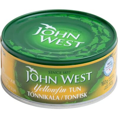 John West Yellowfin tonnikalaviipaleita auringonkukkaöljyssä 160g/112g John West Yellowfin tonnikalaviipaleita auringonkukkaöljyssä 160g/112g