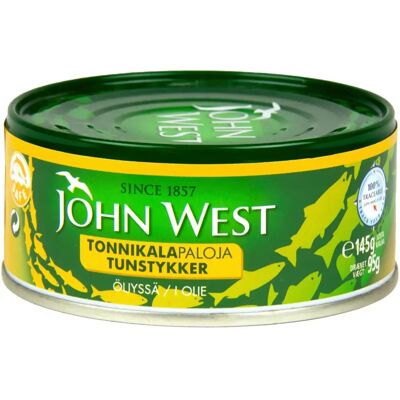 John West Tonnikalapaloja auringonkukkaöljyssä 145/95g John West Tonnikalapaloja auringonkukkaöljyssä 145/95g