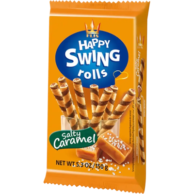 Flis Happy swing vohvelirulla salty caramel 150g Flis Happy swing vohvelirulla salty caramel 150g