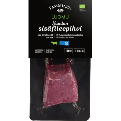 Tamminen luomunaudan sisäfileepihvi 150g Tamminen luomunaudan sisäfileepihvi 150g