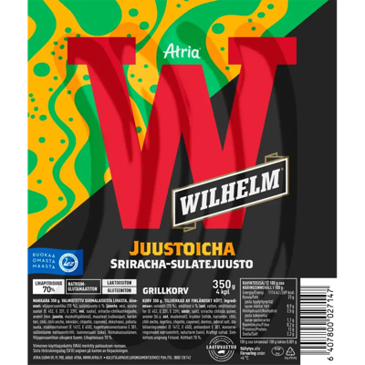 Atria Wilhelm Juustoicha grillimakkara 350g Atria Wilhelm Juustoicha grillimakkara 350g