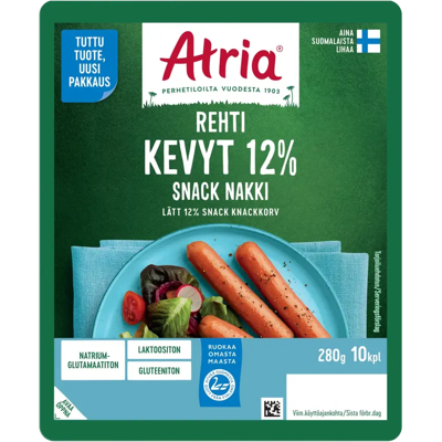 Atria Rehti Kevyt 12% Snack Nakki 280g Atria Rehti Kevyt 12% Snack Nakki 280g