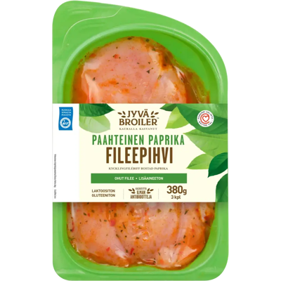 Jyväbroiler Broilerin Fileepihvi Paahteinen Paprika 380g Jyväbroiler Broilerin Fileepihvi Paahteinen Paprika 380g