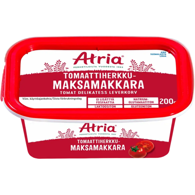 Atria Levitettävä Tomaattiherkkumaksamakkara 200g Atria Levitettävä Tomaattiherkkumaksamakkara 200g
