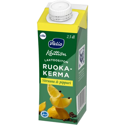 Valio Keittiön ruokakerma sitruuna ja pippuri UHT laktoositon 2,5 dl Valio Keittiön ruokakerma sitruuna ja pippuri UHT laktoositon 2,5 dl