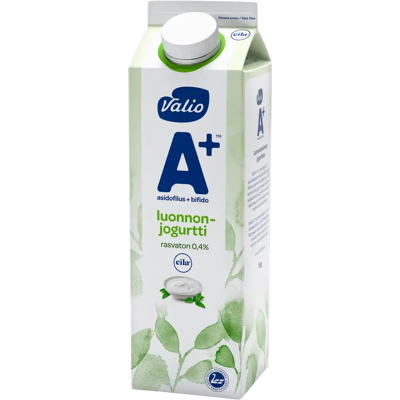 Valio A+ ™ luonnonjogurtti maustamaton rasvaton laktoositon 1 kg Valio A+ ™ luonnonjogurtti maustamaton rasvaton laktoositon 1 kg
