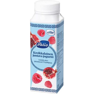 Valio kreikkalainen juotava jogurtti vadelma-granaattiomena laktoositon 2,5 dl Valio kreikkalainen juotava jogurtti vadelma-granaattiomena laktoositon 2,5 dl