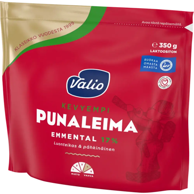 Valio Punaleima emmental 17 % juusto e350 g Valio Punaleima emmental 17 % juusto e350 g