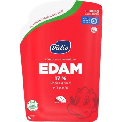 Valio Edam 17 % juustoviipale e300 g Valio Edam 17 % juustoviipale e300 g