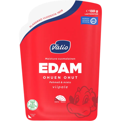 Valio Edam ohuen ohut juustoviipale e130 g Valio Edam ohuen ohut juustoviipale e130 g