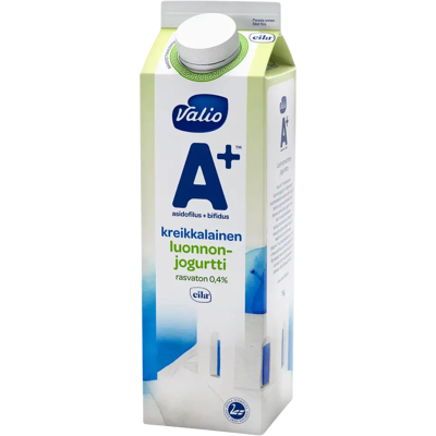 Valio A+ ™ kreikkalainen luonnonjogurtti maustamaton rasvaton laktoositon 1 kg Valio A+ ™ kreikkalainen luonnonjogurtti maustamaton rasvaton laktoositon 1 kg