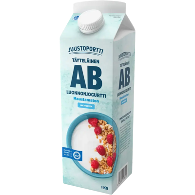 Juustoportti täyteläinen AB-luonnonjogurtti 1 kg maustamaton laktoositon Juustoportti täyteläinen AB-luonnonjogurtti 1 kg maustamaton laktoositon