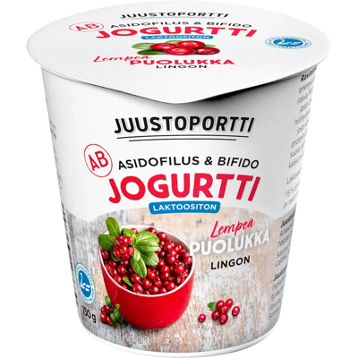 Juustoportti AB-jogurtti 150 g puolukka laktoositon Juustoportti AB-jogurtti 150 g puolukka laktoositon