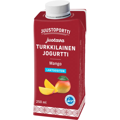 Juustoportti juotava turkkilainen jogurtti 250 ml mango laktoositon Juustoportti juotava turkkilainen jogurtti 250 ml mango laktoositon