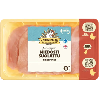 Kariniemen Kananpojan fileepihvi miedosti suolattu 1 kg Kariniemen Kananpojan fileepihvi miedosti suolattu 1 kg