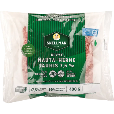 Snellman Kevyt nauta-herne jauhis 7,5% 400 g Snellman Kevyt nauta-herne jauhis 7,5% 400 g