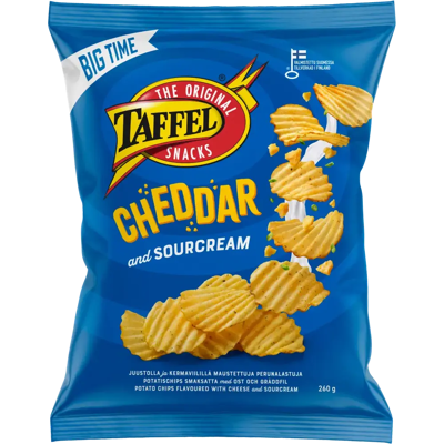 Taffel Cheddar & Sourcream maustettu sipsi 260g Taffel Cheddar & Sourcream maustettu sipsi 260g