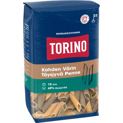 Torino 500g kahden värin täysjyväpennepasta Torino 500g kahden värin täysjyväpennepasta