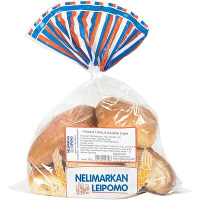 Nelimarkan Leipomo Pikanttipala Kaurasämpylä 5/pss 375g Nelimarkan Leipomo Pikanttipala Kaurasämpylä 5/pss 375g