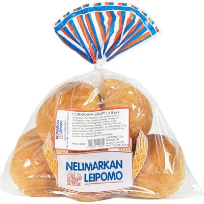 Nelimarkan Leipomo Porkkanasämpylä 5/pss 250g Nelimarkan Leipomo Porkkanasämpylä 5/pss 250g