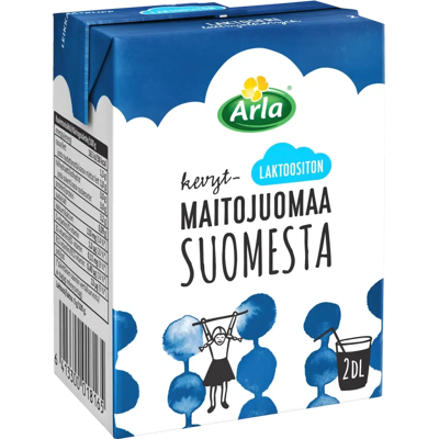 Arla Kevytmaitojuoma 2 dl Suomesta UHT laktoositon Arla Kevytmaitojuoma 2 dl Suomesta UHT laktoositon