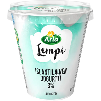 Arla Lempi islantilainen 3% laktoositon jogurtti 300 g Arla Lempi islantilainen 3% laktoositon jogurtti 300 g