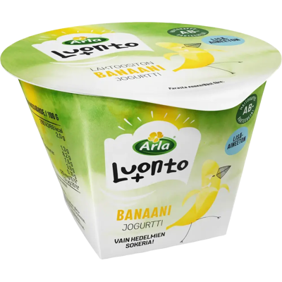 Arla Luonto+ AB laktoositon banaani jogurtti 175g Arla Luonto+ AB laktoositon banaani jogurtti 175g