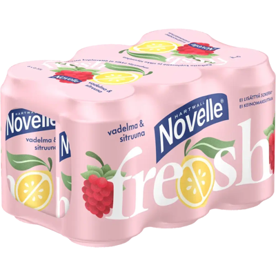 Hartwall Novelle Fresh 6 x Vadelma-Sitruuna kivennäisvesi 0,33 l Hartwall Novelle Fresh 6 x Vadelma-Sitruuna kivennäisvesi 0,33 l