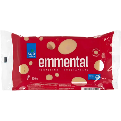 Kotimaista punaleima Emmental juusto 500 g Kotimaista punaleima Emmental juusto 500 g