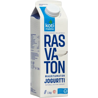 Kotimaista 1kg Rasvaton Maustamaton vähälaktoosinen jogurtti Kotimaista 1kg Rasvaton Maustamaton vähälaktoosinen jogurtti