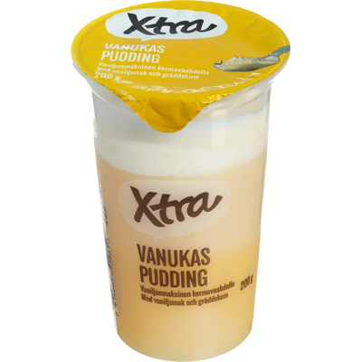 Xtra X-tra Vanukas Vaniljanmakuinen kermavaahdolla 200g Xtra X-tra Vanukas Vaniljanmakuinen kermavaahdolla 200g
