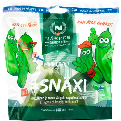 Närpiön Vihannes Snäxi minikurkku 200g Närpiön Vihannes Snäxi minikurkku 200g