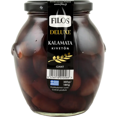 Filos deluxe 360/180g Kalamata-oliivi kivetön giant Filos deluxe 360/180g Kalamata-oliivi kivetön giant