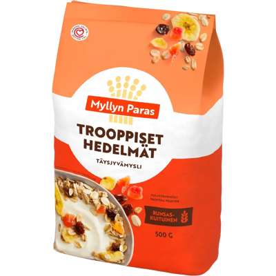 Myllyn Paras Trooppiset Hedelmät täysjyvämysli 500g Myllyn Paras Trooppiset Hedelmät täysjyvämysli 500g