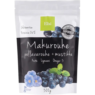Elixi Makurouhe Mustikka 300g Pellavansiemenrouhe Elixi Makurouhe Mustikka 300g Pellavansiemenrouhe