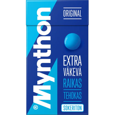 Mynthon Original Extra Väkevä sokeriton kurkkupastilli 39g Mynthon Original Extra Väkevä sokeriton kurkkupastilli 39g