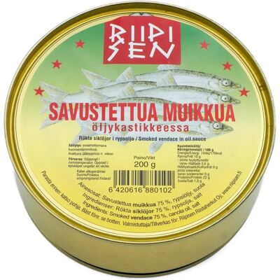 Riipisen Savustettua muikkua öljykastikkeessa 200g Riipisen Savustettua muikkua öljykastikkeessa 200g