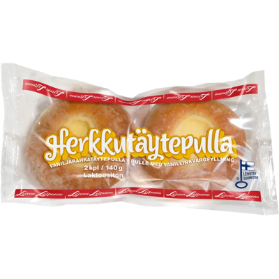 Leivon Leipomo Herkkutäytepulla 2 kpl 140g vaniljarahkatäytepulla Leivon Leipomo Herkkutäytepulla 2 kpl 140g vaniljarahkatäytepulla