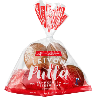 Leivon Leipomo pulla 4 kpl 250g vehnäpulla Leivon Leipomo pulla 4 kpl 250g vehnäpulla
