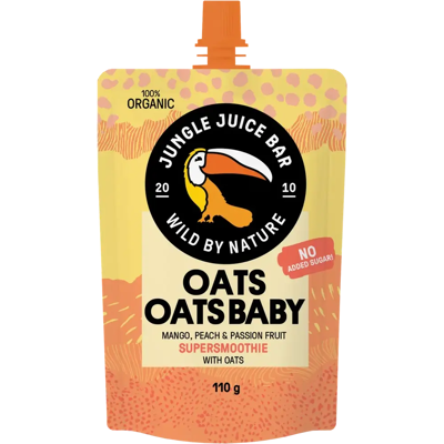 Jungle Juice Bar luomusmoothie mango-persikka-passion-kaura 110g Jungle Juice Bar luomusmoothie mango-persikka-passion-kaura 110g