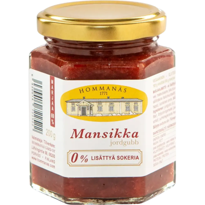 Hommanäs 1771 mansikka, 0 % lisättyä sokeria, 200 g Hommanäs 1771 mansikka, 0 % lisättyä sokeria, 200 g