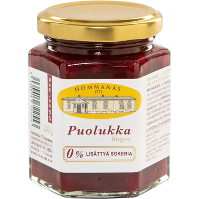 Hommanäs 1771 Hommanäs puolukka, 0 % lisättyä sokeria, 200 g Hommanäs 1771 Hommanäs puolukka, 0 % lisättyä sokeria, 200 g