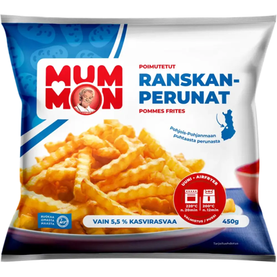 Mummon poimutetut Ranskanperunat 450 g, pakaste Mummon poimutetut Ranskanperunat 450 g, pakaste