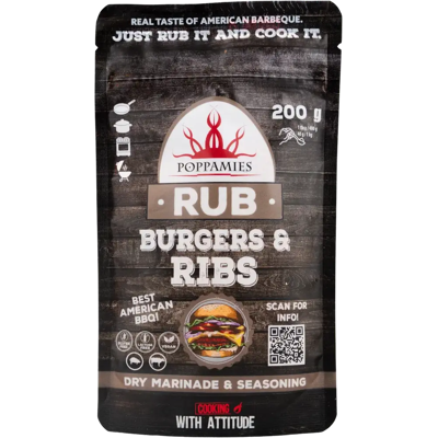 Poppamies Rub Burgers & Ribs mausteseos 200g Poppamies Rub Burgers & Ribs mausteseos 200g